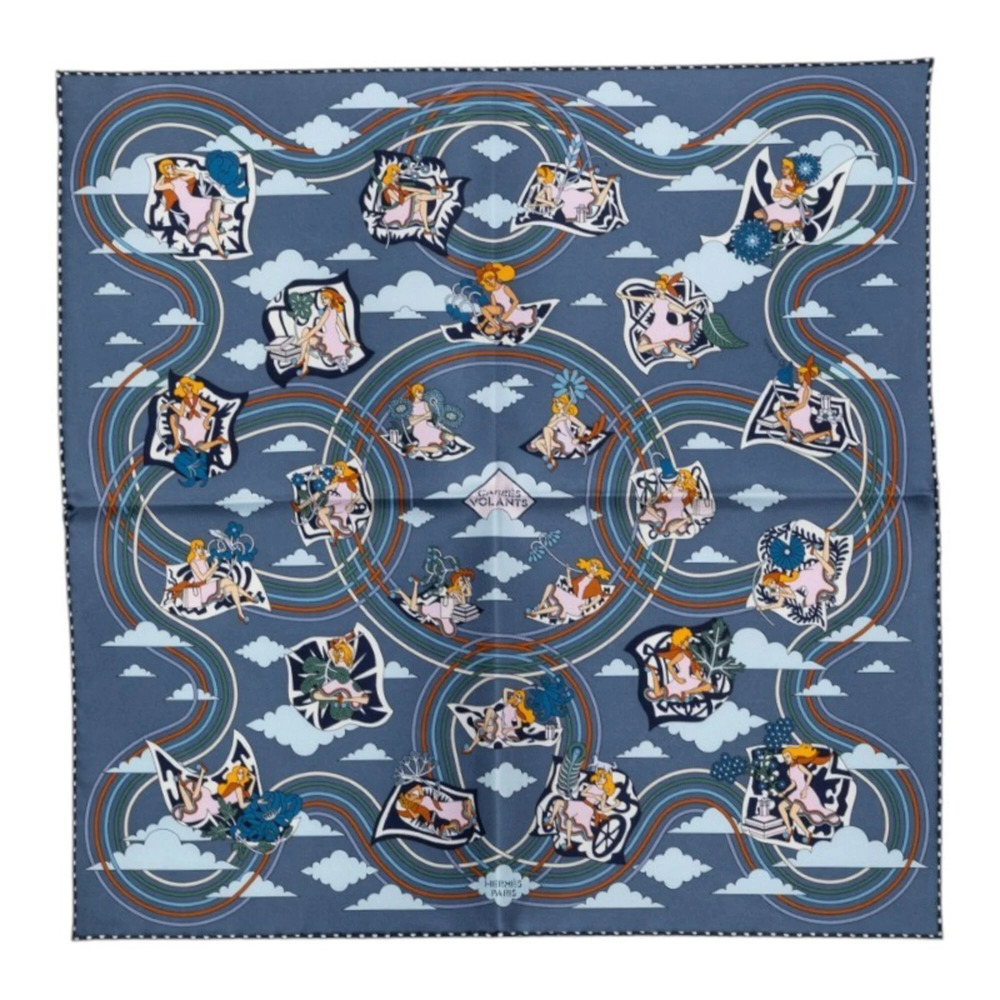 Hermes Carre 45 CARRES VOLANTS (Flying Carre) Scarf/Muffler, Blue Multicolor ...